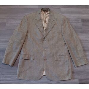 Brooks Brothers Men's Tan Wool Silk Herringbone Sports Coat Blazer‎ Size 42R